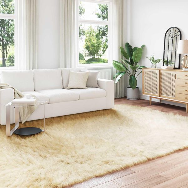 Vidaxl Tappeto In Pelle Di Pecora Artificiale Tafalla Cream 200 X 280 Cm Poliestere-image