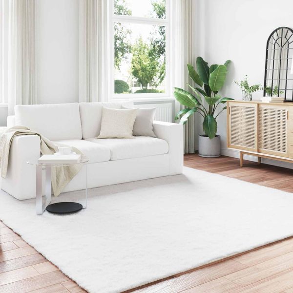 Vidaxl Tappeto Coniglio In Pelliccia Sintetica Olite Bianco 200 X 200 Cm Poliestere-image
