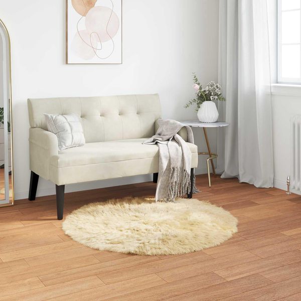 Vidaxl Tappeto Artificiale In Pelle Di Pecora Tafalla Cream Ø 80 Cm Poliestere-image
