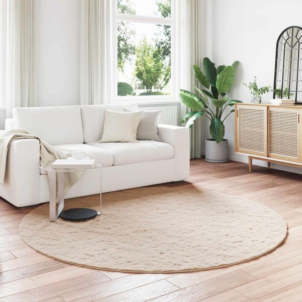 Vidaxl Tappeto Coniglietto In Pelliccia Sintetica Olite Taupe Ø 200 Cm Poliestere-image