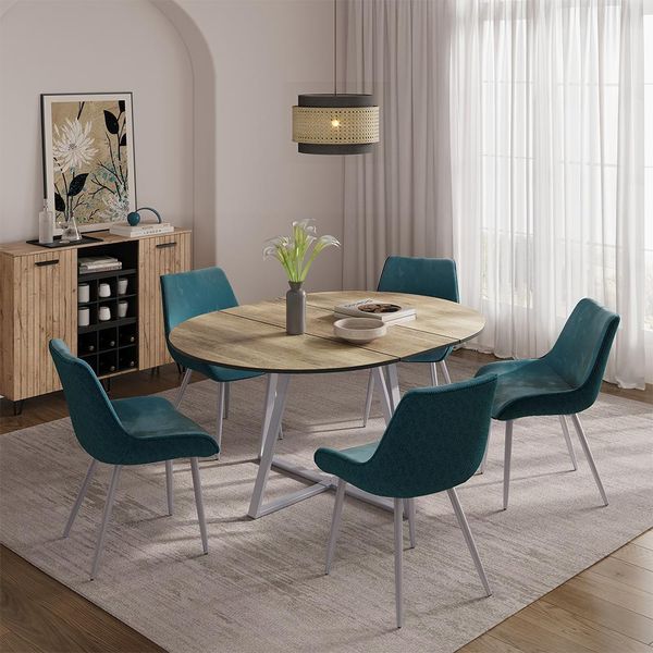 Vicco Tavolo Da Pranzo Allungabile Loyd, 120 X 120 Cm Estensibile, Rovere Rustico/Grigio-image