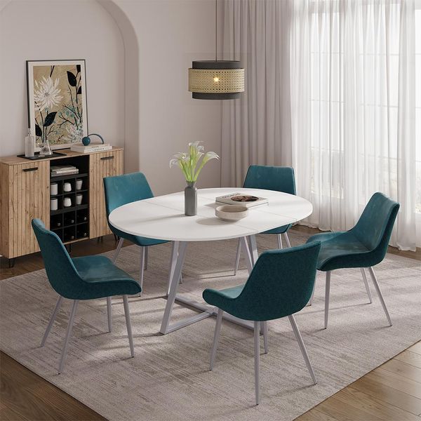 Vicco Tavolo Da Pranzo Allungabile Loyd, 120 X 120 Cm Estensibile, Bianco/Grigio-image