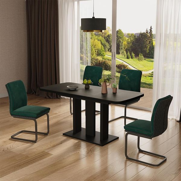 Vicco Tavolo Da Pranzo Estensibile Fenaro, 120/160 X 80 Cm 2 Parti, Nero/Nero-image