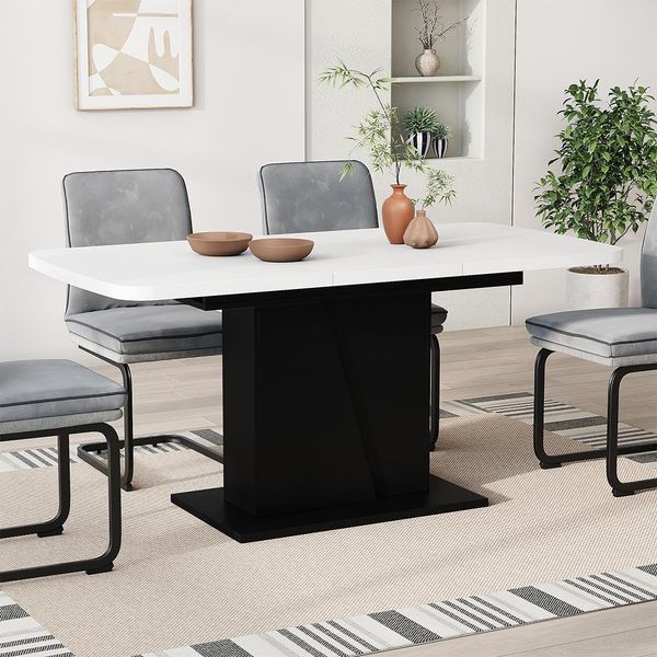 Vicco Tavolo Da Pranzo Estensibile Fenaro, 120/160 X 80 Cm , Bianco/Nero-image