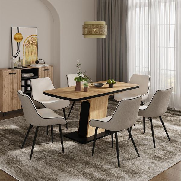Vicco Tavolo Da Pranzo Estensibile Fenaro, 120/160 X 80 Cm , Rovere Nero/Oro-image