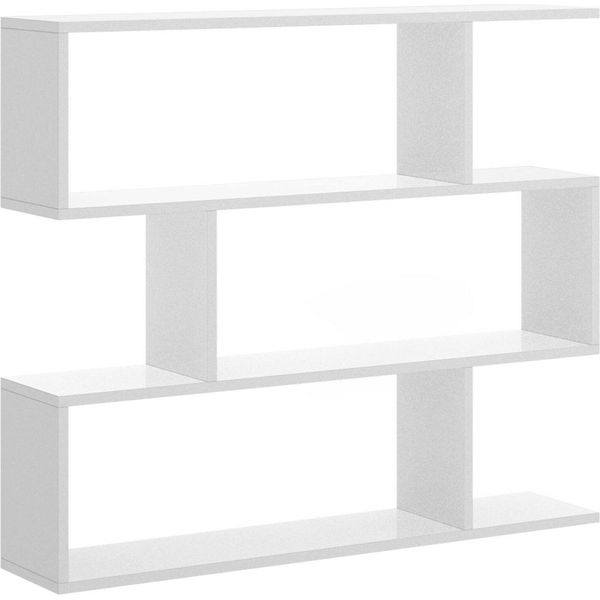 Dmora Libreria Acsidol 25X110X96H Cm Bianco Bianco Lucido, 3 Ripiani Portata Ripiani 4-image