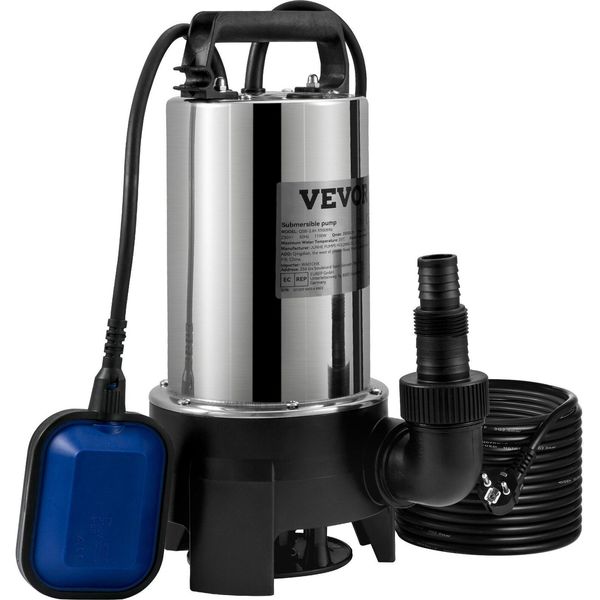 Pompa Sommergibile 1100W Pompa Per Acque Sporche 230V Pompa Da Giardino Portata 333,3L/Min Pompa Sommergibile Per Acque Sporche IPX8 Certificata Ce Uscita Tagliabile A Misura Per Il Pompaggio Di Acqua Da Piscine E Laghetti-image