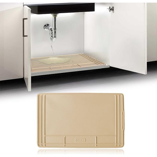 Tappetino Di Protezione Dall'acqua Protezione Angolare Del Lavello Raccordi Per Il Mobile Base Tpe Beige-image