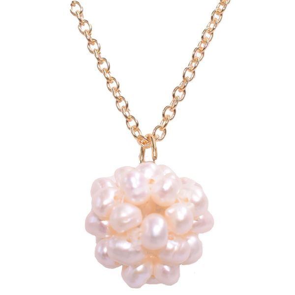 Kette Mit AnhäNger Firetti "Schmuck Geschenk Perlen", Gold (Gelbgoldfarben, Weiß), Halsketten, Damen, Messing Perlen, L: 50, Messing, Perlen, Made In Germany - Mit Naturperle-image