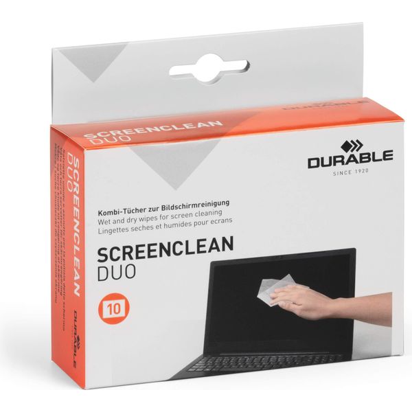 Durable Set Per La Pulizia Di Schermi Screenclean® Duo, 10 Pezzi, Bianco, 572102-image