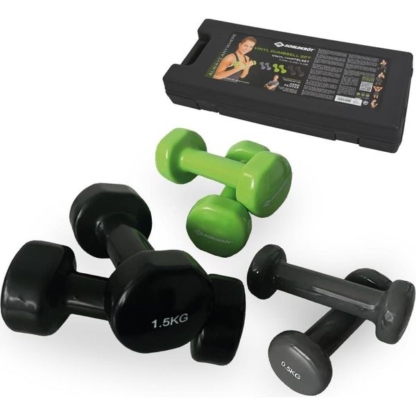SchildkröT - Set Di Manubri In Vinile Per Il Fitness, 6 Manubri Con Custodia In Plastica Abs-image