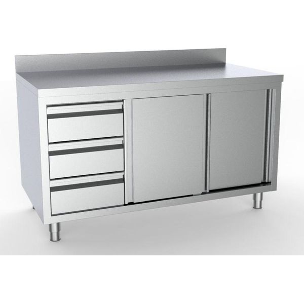 Armadio Da Lavoro Combisteel A 2 Ante E 3 Cassetti Con Alzata 2000X700X850 Mm-image