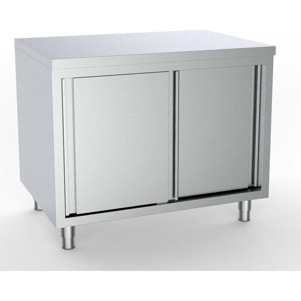 Tavolo Da Lavoro Combisteel Con Ante Scorrevoli 1000X700 Mm - Acciaio Inox-image