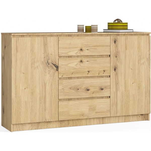 Akord Credenza 2 Ante 4 Cassetti Rovere Artigianale 160X40X99 Cm-image