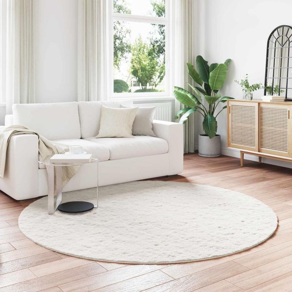 Vidaxl Tappeto Coniglio In Pelliccia Sintetica Olite Crema Ø 160 Cm Poliestere-image