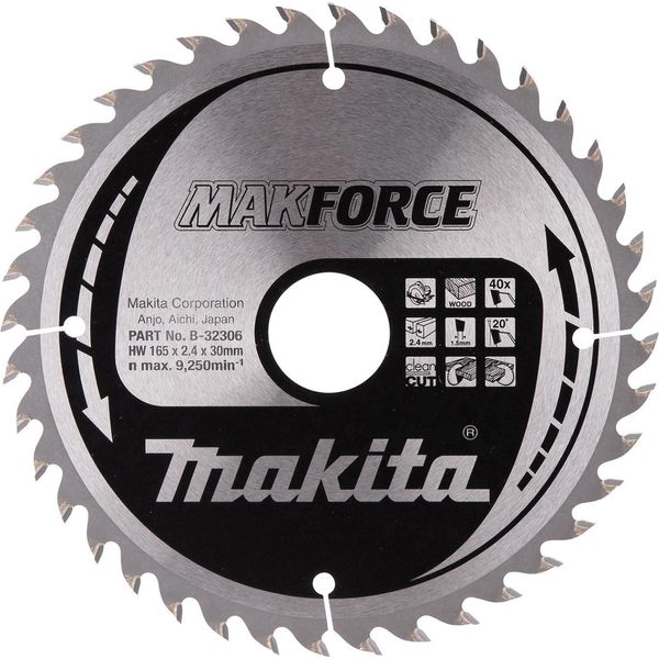 Makita SäGeblatt, Makforce Tct T.C.T.. - 165 X 30 Mm - 40 ZäHne - 2,4 Mm - Holz-image