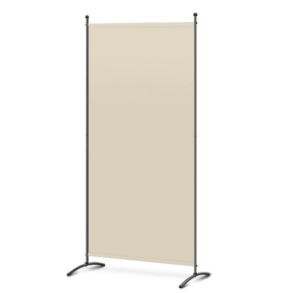 Angel Living 80X180CM Singolo Schermo Divisorio Della Stanza Pannello Di Recinzione Schermo Divisorio Della Stanza Schermo Della Parete Divisoria In Acciaio E Poliestere, Beige-image