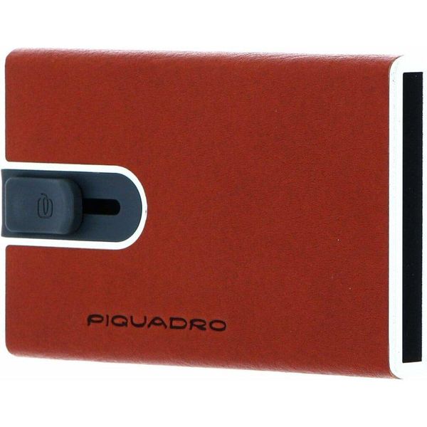 Piquadro Custodia Per Carte Di Credito Quadrata Nera Slider Rfid Arancio-image