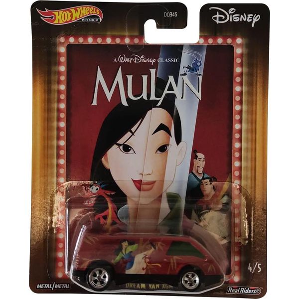 Mattel GJR21 Hot Wheels Premium Real Riders Disney Mulan Dream Van Xgw Auto Giocattolo Con Mulan E Mushu 4/5-image