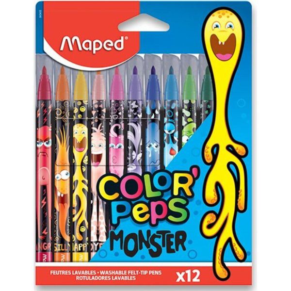 Maped 845400 Penne In Fibra Maped Color'peps Monster, Confezione Da 12 Pezzi-image
