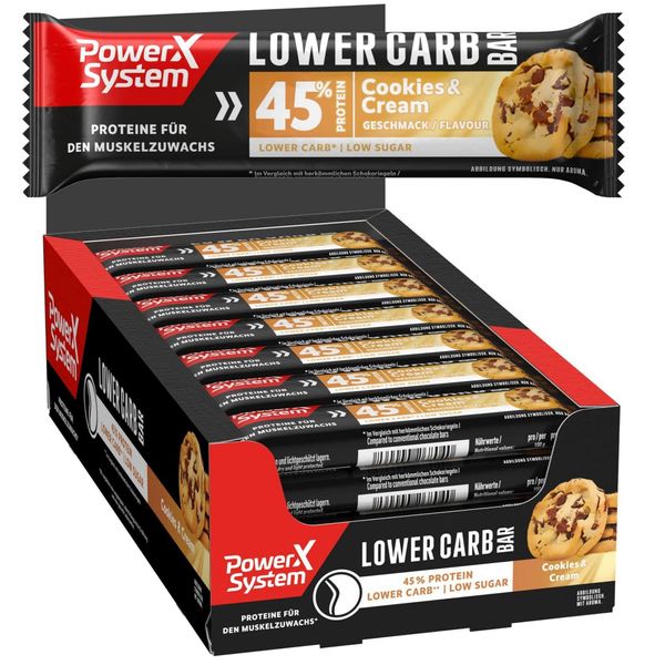 Barretta Proteica Power System Lower Carb Cookies & Cream 45% Di Proteine 28 X 40 G-image