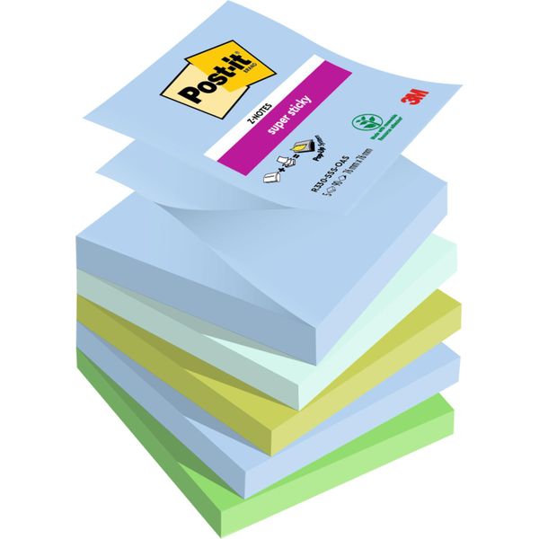 Post-It® Super Sticky Z-Notes Oasis Note Adesive 76X76Mm 5 Pad 90 Fogli-image