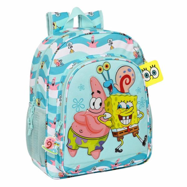 Zaino Scuola Spongebob Stay Positive Blu Bianco (32 X 38 X 12 Cm)-image