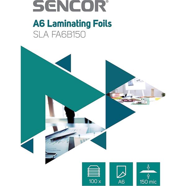 Sencor Sla FA6B150 A6 Fogli Di Laminazione/Coperture, Spessore Foglio 2 X 75 Micron, Confezione Da 100-image