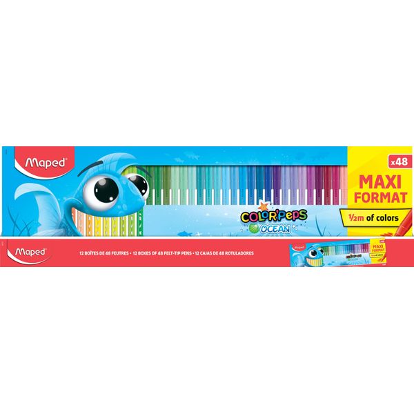 Maped M845727 Penne Con Punta In Fibra Color'peps Ocean - Confezione Da 48 Pz-image