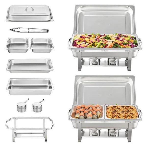 Chafing Dish, Design Rettangolare, Supporto Pieghevole, 2 Confezioni-image