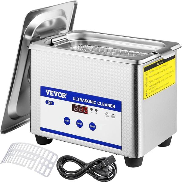 Pulitore A Ultrasuoni, Capacità 0,8 Litri, Frequenza 40 Khz, Potenza 35 Watt, Timer Regolabile, Display Led-image