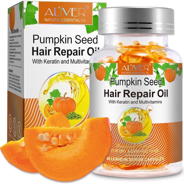 Olio Per Capelli Olio Di Semi Di Zucca Crescita Dei Capelli Cura Dei Capelli Ispessimento In Capsule Biologico Vegano, 1X 40 Capsule-image