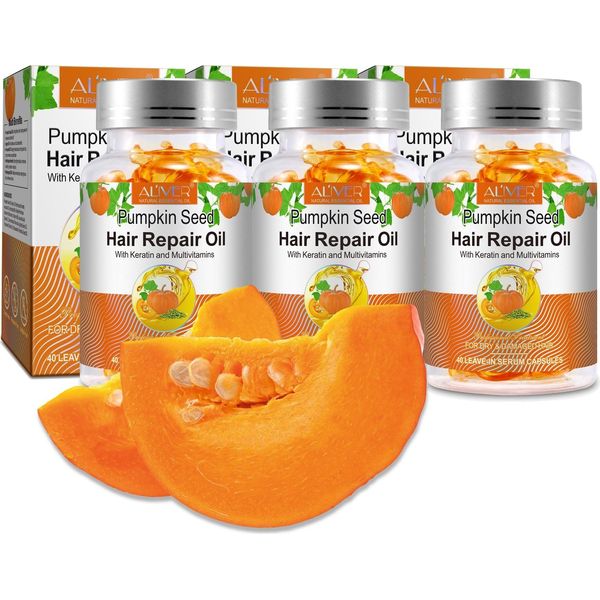 Olio Per Capelli Olio Di Semi Di Zucca Crescita Dei Capelli Cura Dei Capelli Ispessimento In Capsule Biologico Vegano, 3X 40 Capsule-image