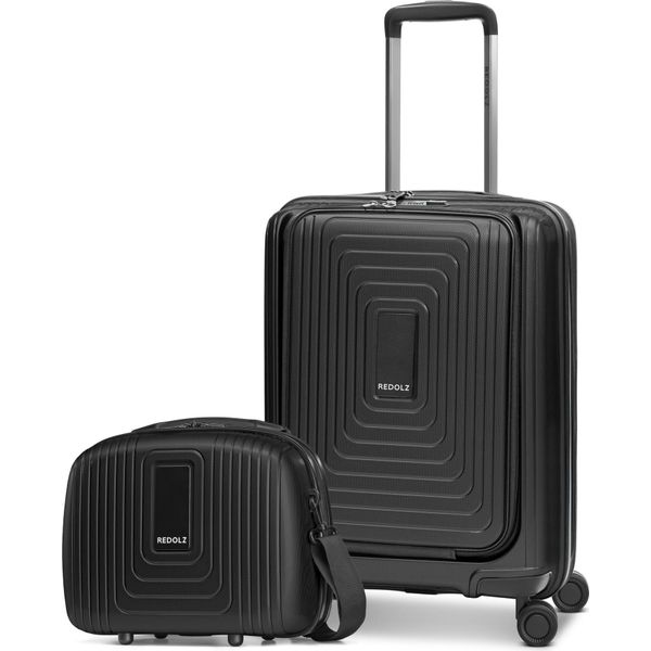 Redolz Carrello Beauty Case Con Scomparto Per Laptop Essentials 14 Trolley With Front Pocket + Beauty Case Black Metallic Nero-image