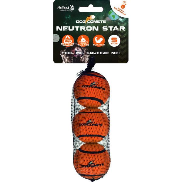 Gioco Per Cani Comets Neutron Star Con Squeaker Arancione - Confezione Da 3-image