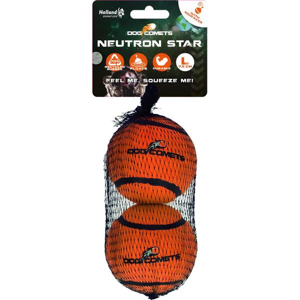 Gioco Per Cani Comets Neutron Star Con Squeaker Arancione - Confezione Da 2-image