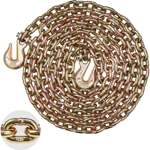 Catena Di Traino G80 - Catena Di Traino In Acciaio - Catena Di Trasporto 3,22T - 433Cm X 8Mm - Per Impieghi Gravosi - Accessori Per Autoveicoli-image
