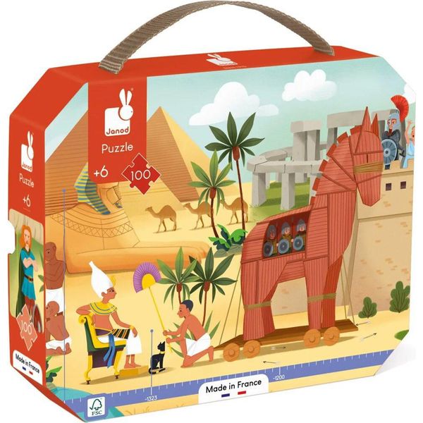 Janod Puzzle - Puzzle Panoramico Cavallo Di Troia - 100 Pezzi - Giocattolo Educativo-image