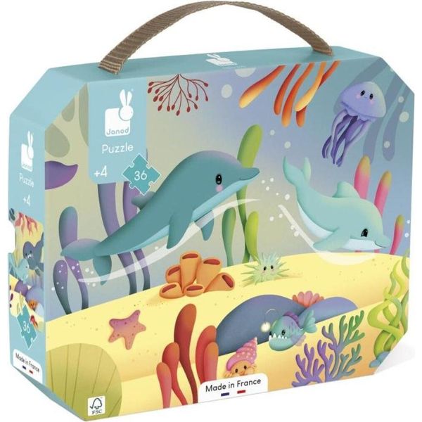 Janod Puzzle Animali Marini - Puzzle Panoramico Di Cartone 36 Pezzi Bambini-image