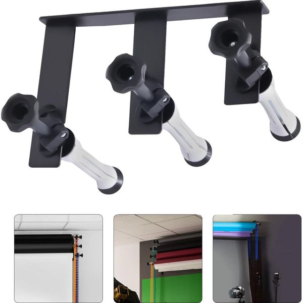 Sistema Di Supporto Per Lo Sfondo, Regolabile In Altezza, Struttura Robusta, Materiale In Ferro E Plastica, Design Salvaspazio-image