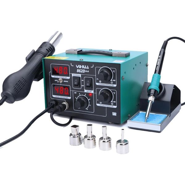 Yihua 862D++ Stazione Saldante, Doppio Controllo Della Temperatura, Modalità A Risparmio Energetico, Confezione 1, Spina 220-240V Eu-image