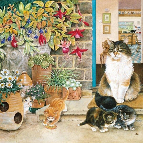 Puzzle Alipson Agneatha E I Suoi Gattini Alla Porta Di Casa - 1000 Pezzi-image