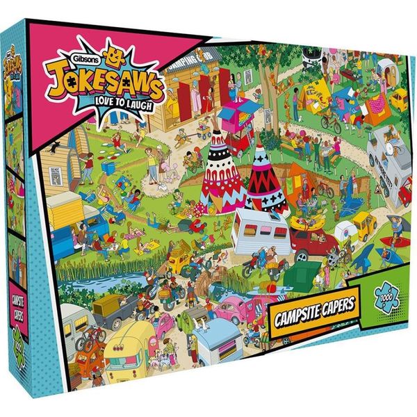 Gibsons Puzzle Jokesaws Campsite Capers 1000 Teile Bunt Nachhaltig-image