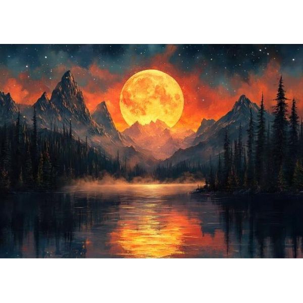 Norimpex Quadro Diamantato Luna D'oro In Montagna 30X40Cm-image