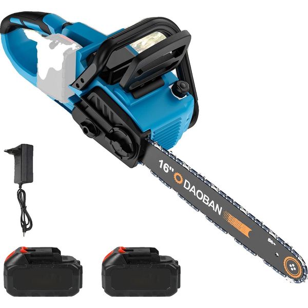 Motosega Elettrica, Motore Senza Spazzole, Design A Batteria, 2*Batteria, 16 Pollici-image