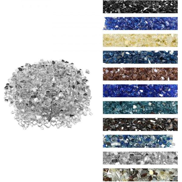 Vetro Da Fuoco 4,5 Kg - Rocce Di Vetro 12,7 Mm - Vetro Per Caminetto - Pietre Di Vetro Decorative - Nero - Pietre Decorative Per Caminetto-image
