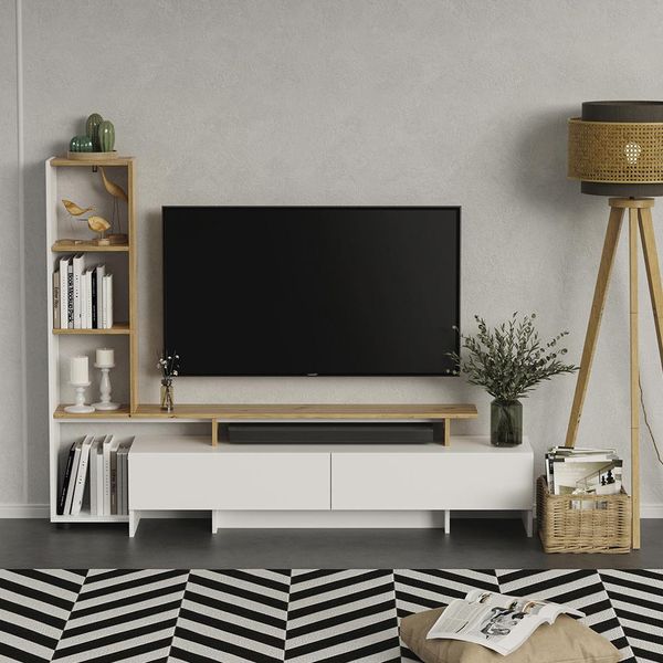 Vicco Mobile Tv Tavora, 168.2 X 120 Cm Con 2 Cassetti, Bianco/Quercia-image