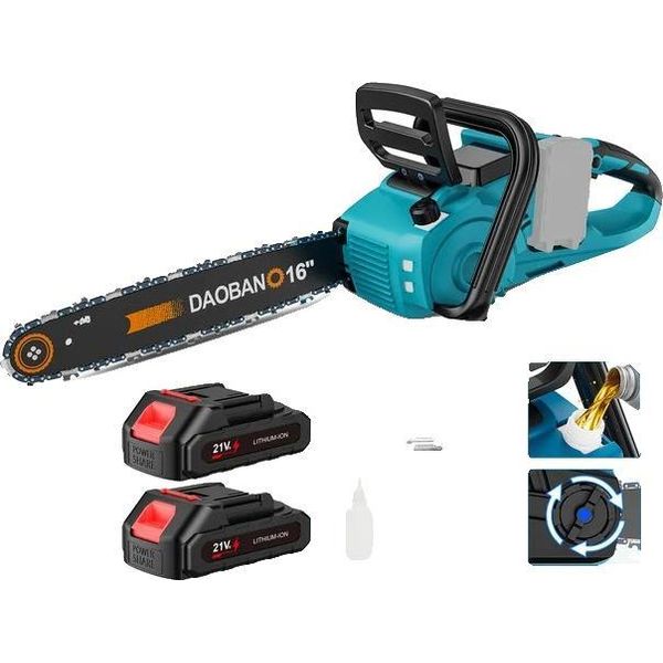 Motosega Elettrica, Design Ergonomico, Oliatore Automatico, 2 Batterie-image