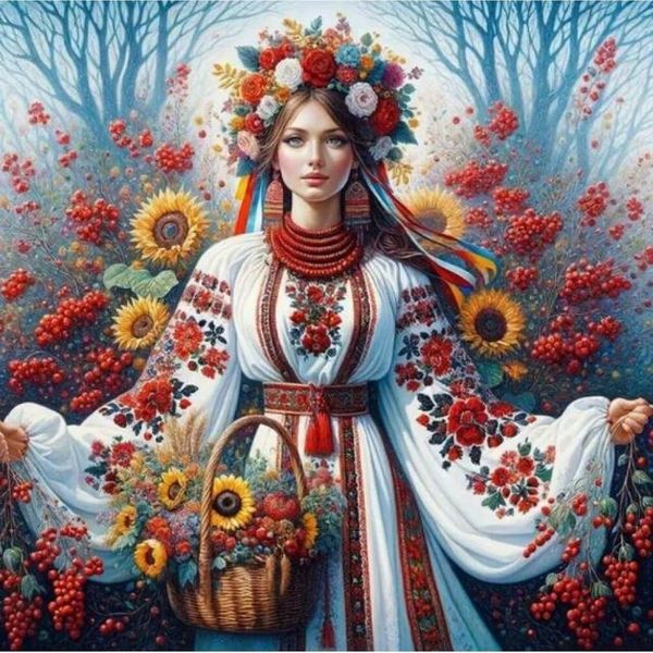 Norimpex Diamante Dipinto Ragazza Slava Con Fiori 30X40Cm-image