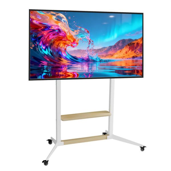 Wisfor Supporto Per Tv Regolabile In Altezza, Supporto Per Tv Arrotolabile, Carrello Per Tv Con Ripiani Per Supporto Tv Da 40-100 Pollici, Vesa 800X600 Mm, Fino A Un Massimo Di 100 Kg-image